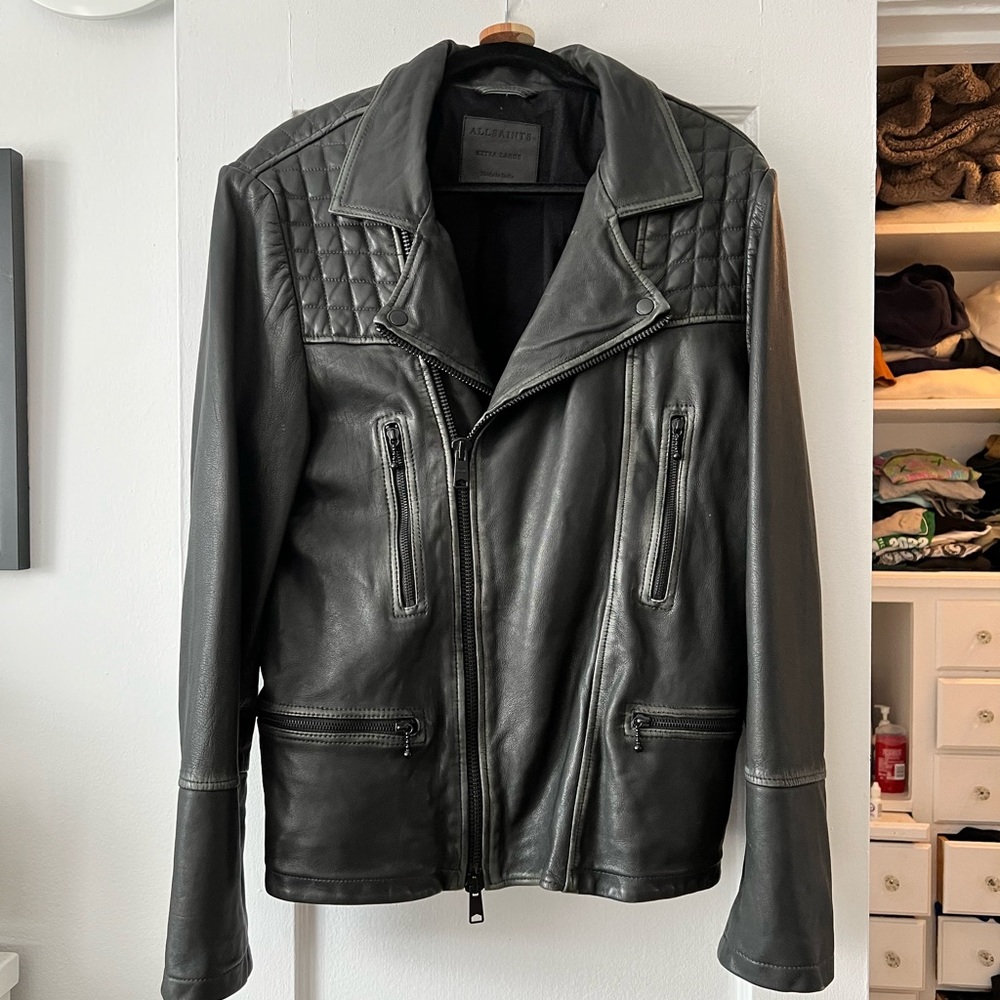 All Saints Mens leather jacket. Size XL. Like new condition
